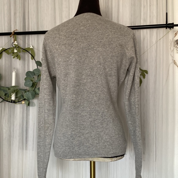 REDUCED FTC 100% (Fair Trade Cashmere) crew pullover sweater heather grey/pink - Picture 4 of 17